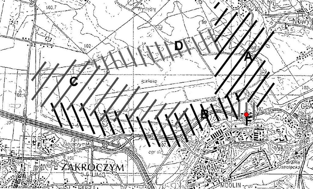 4. Kierunek wschodni (E). Z okolic Lunety Sowińskiego nietoperze kierowały się na wschód. Kierunek wykorzystywany sporadycznie.