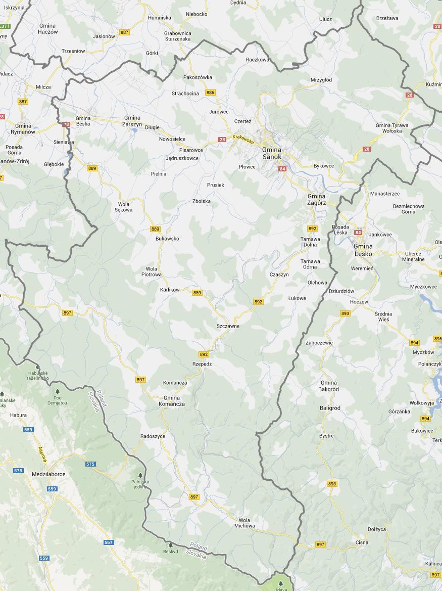 Gminy miejsko-wiejskie Zagórz Gminy wiejskie: Besko Bukowsko Komańcza Sanok Tyrawa Wołoska Zarszyn