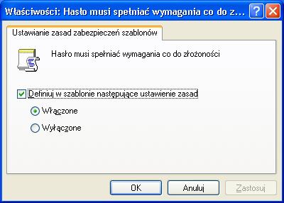 Poziom wysoki Zapewnia maksymalny poziom zabezpieczeń systemu Windows XP, który został osiągnięty kosztem poprawnej pracy aplikacji. Nazwa szablonu: hisecws.