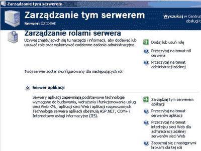 kliknąć Zarządzaj tym Serwerem Aplikacji i odpowiednio