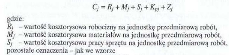 Kalkulacja szczegółowa; c.d.