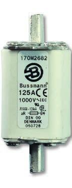 DIN 43620 wkładki pełnozakresowe Wielkość 00, 10 225 A, 1000 V AC (IEC/UL), wskaźnik typu T dla mikroprzełącznika Wielkość znamionowy (A) znamionowe Min. zam. Wymiary (mm) A B D maks. E maks.