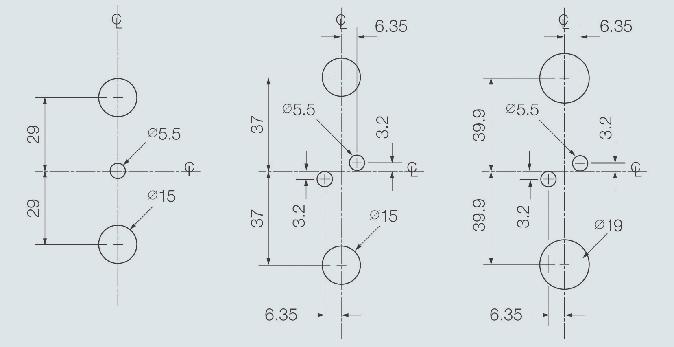 4 93.7 60 3.2 17.5 66 58 28.6 11.9 M6 32 CM32FCW Biały NITD 690 V AC 10 10 16 25.4 93.7 60 3.2 17.5 66 58 28.6 11.9 M6 32 CM32F Czarny AAO 690 V AC 10 10 16 31.8 117.5 60 3.2 17.5 66 74 28.6 11.9 M6 32 CM32FG Zielony AAO 690 V AC 10 10 16 31.