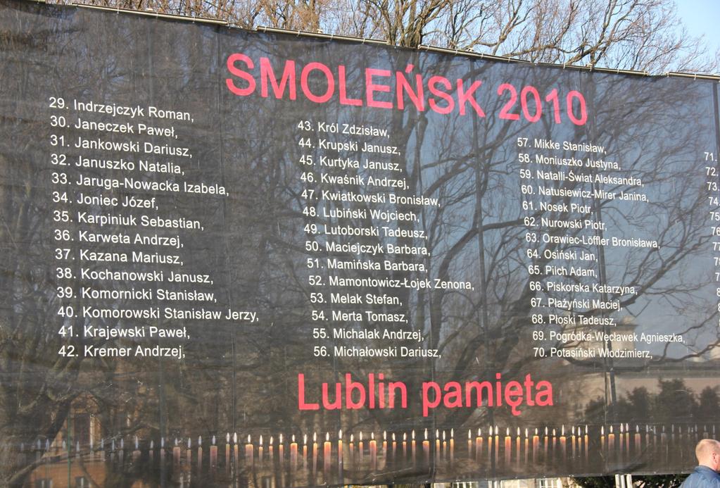 Program obchodów 6. rocznicy Katastrofy Smoleńskiej Lublin, 10 kwietnia 2016 roku (niedziela) godz. 16.