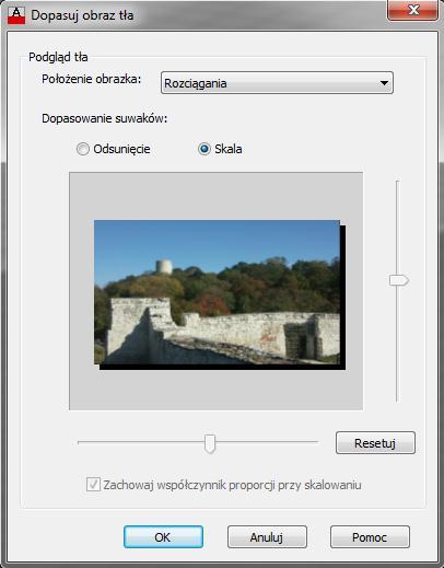 Narzędzia wizualizacji - AutoCAD 2013 PL Przycisk Przeglądaj (8) otwiera standardowe okno komunikacji z plikami i umożliwia wybranie pliku z mapa bitową.