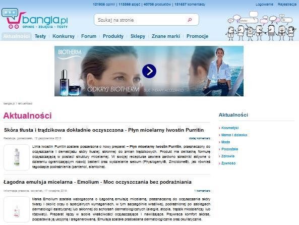 Lifestyle Bangla.pl Bangla.pl to serwis z opiniami o produktach, przewodnik zakupowy skierowany głównie do kobiet.