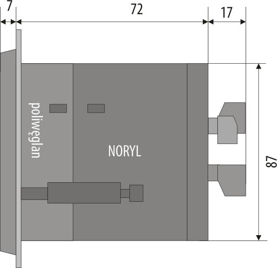 (zasilanie i wyjścia 2-stanowe), 1,5mm 2 (pozostałe) b) AR682 Typ obudowy tablicowa, Incabox XT L57 Materiał samogasnący NORYL 94V-0, poliwęglan Wymiary obudowy 96 x 96 x 79mm (S x W x G) Okno