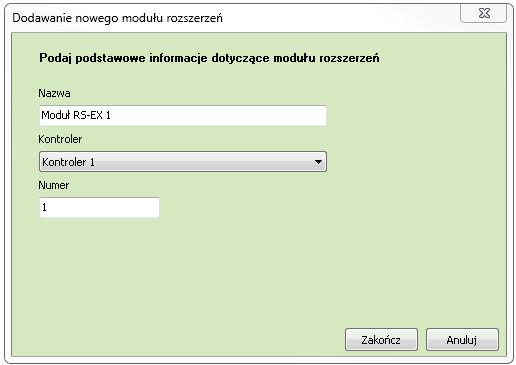 wybieramy do którego kontrolera należy moduł ustawiamy numer modułu (numeracja zaczyna się od liczby 1) ii.