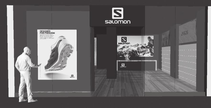 wnętrza sklepów Salomon, salon sprzedaży.