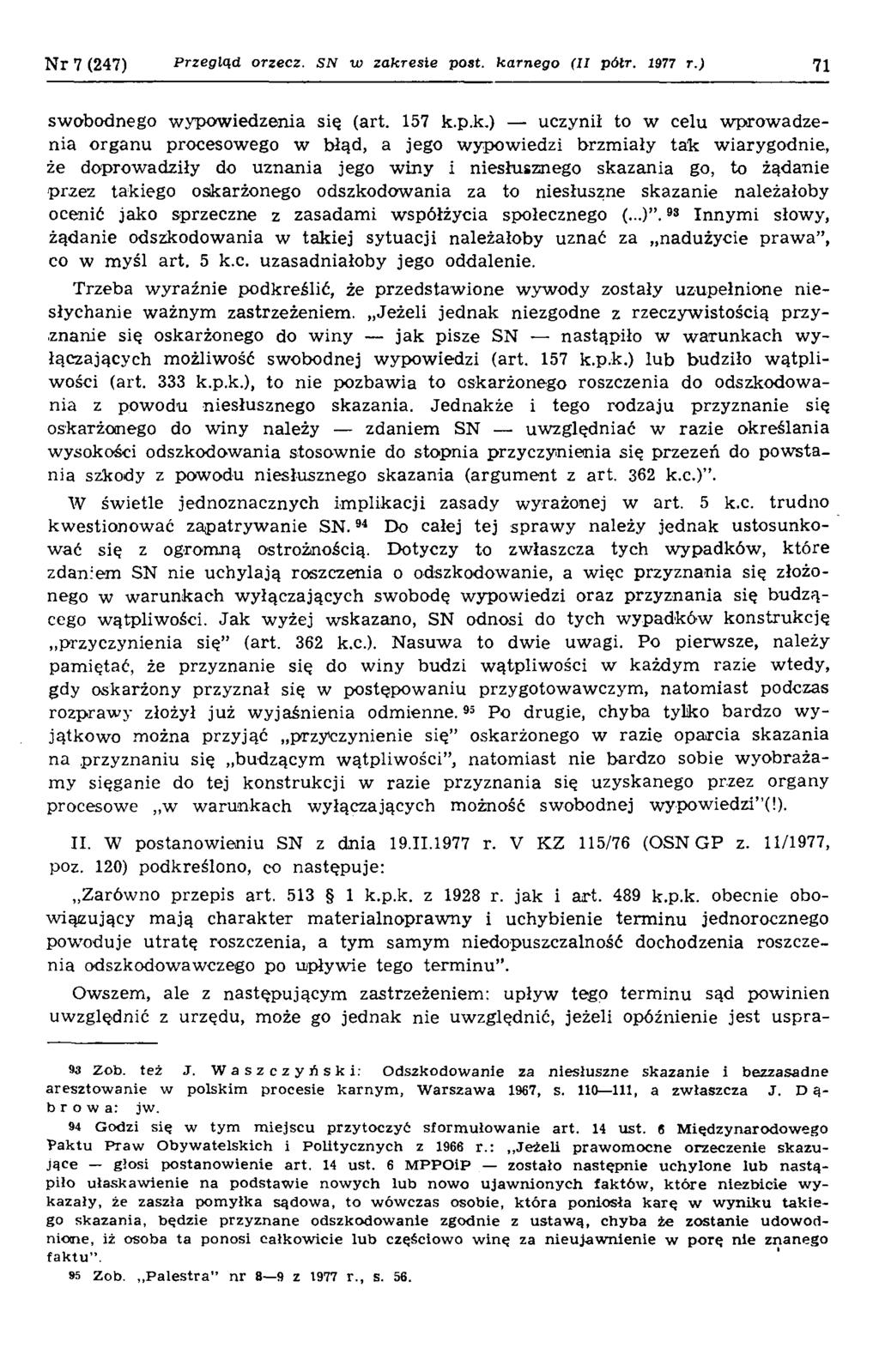N r 7 (247) Przegląd orzecz. SN w zakr