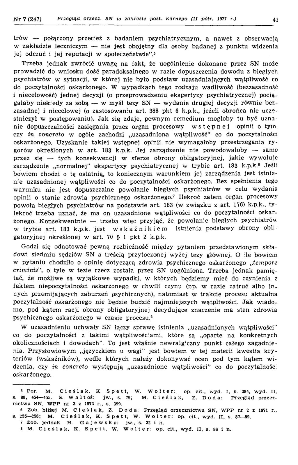 N r 7 (247) przegląd orzecz. SN w zakresie post. karnego (II pótr. 1977 r.