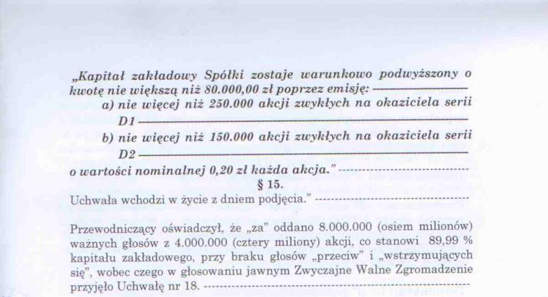 Akcje serii D1 zostały zarejestrowane w dniu 06.10.