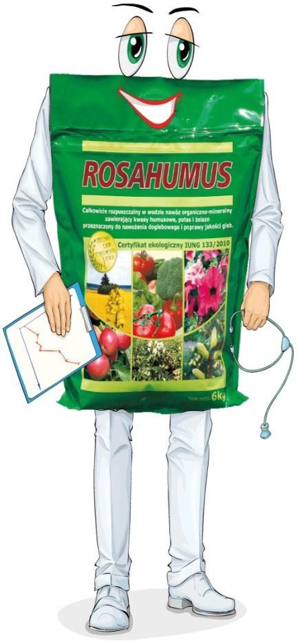 ROSAHUMUS nawóz organiczno-mineralny, Zawierający kwasy humusowe, potas i żelazo.