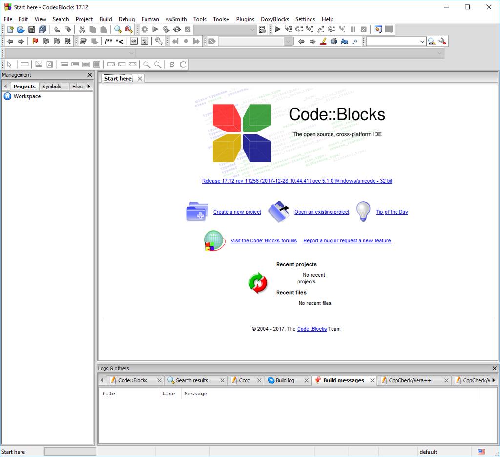 Strona startowa Code::Blocks Uruchamiamy Code::Blocks i w oknie startowym i wybieramy