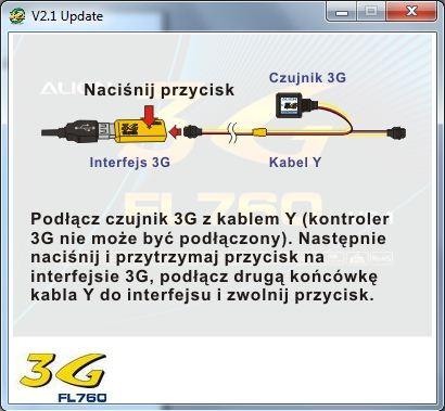 Podłącz kabel Y z czujnikiem 3G i interfejsem 3G jak pokazano na obrazku.