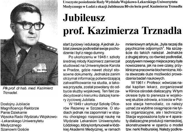 Rycina 5. Kopia tekstu laudacji wygłoszonej przez prof. Lucjana Pawlickiego z okazji 80. rocznicy urodzin prof.