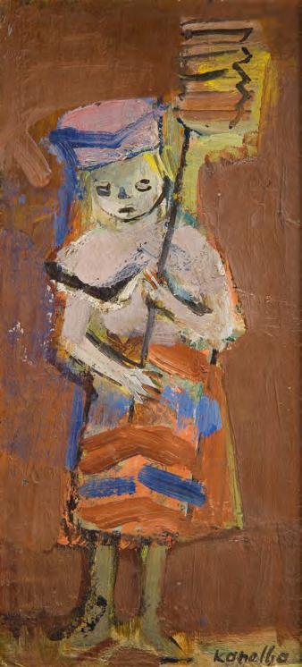 4 Rajmund Kanelba (1897-1960) Dziewczynka z lampionem olej/płyta, 13 x 18,5
