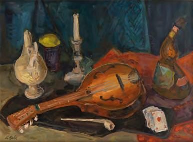 112 Leo Kahn (1894-1983) Martwa natura z mandoliną olej/płótno, 60,5 x 81 cm sygnowany l.d.: 'L.