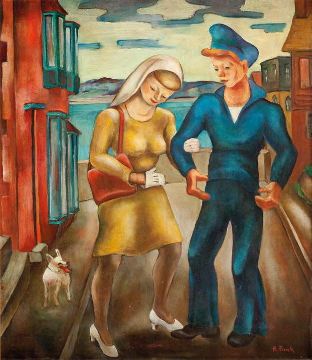 124 Hazel Finck (1894-1977) Dziewczyna marynarza ("Man from the Boat"), 1945 r. olej/płótno, 61 x 53 cm sygnowany p.d.: 'H.