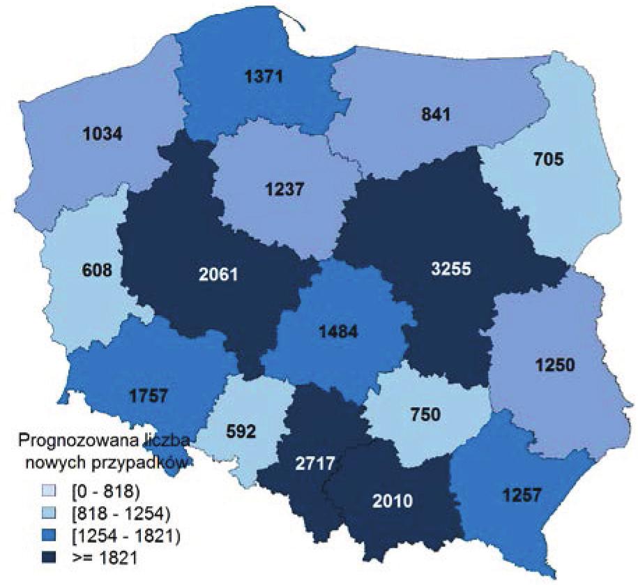 nosicielstwo mutacji BRCA1 i BRCA2, długotrwała hormonoterapia zastępcza (HTZ) [RRL 2014]. W 2012 roku zdiagnozowano w Polsce 164,1 tys. nowych przypadków nowotworów złośliwych.