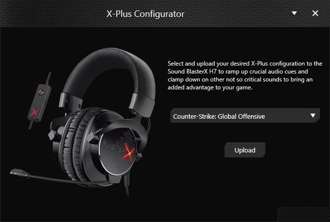 X-Plus Configurator Skonfiguruj Sound BlasterX H7 z audio profilem wybranej gry, aby korzystać z tych samych ulepszeń i sygnatury dźwięku w dowolnym miejscu - instalacja sterownika lub aplikacji nie