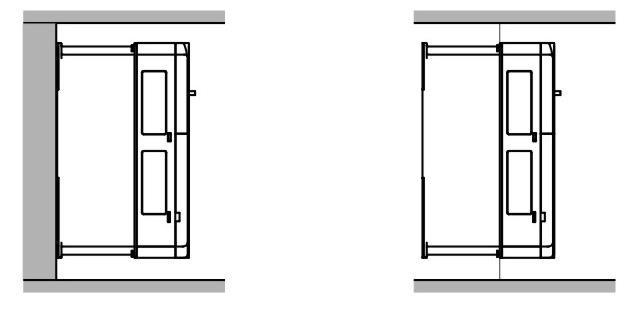 3. Zalecenia montażowe Uwaga: Minimalne wymiary przestrzeni montażowej to: A = B = 100mm H = 36.6mm W = 35mm II.
