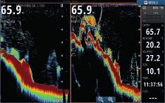 Trzy w pełni niezależne kanały sonarowe dostarczają obraz wysokiej rozdzielczości Wyraźny i pozbawiony zakłóceń obraz na wszystkich zakresach głębokości