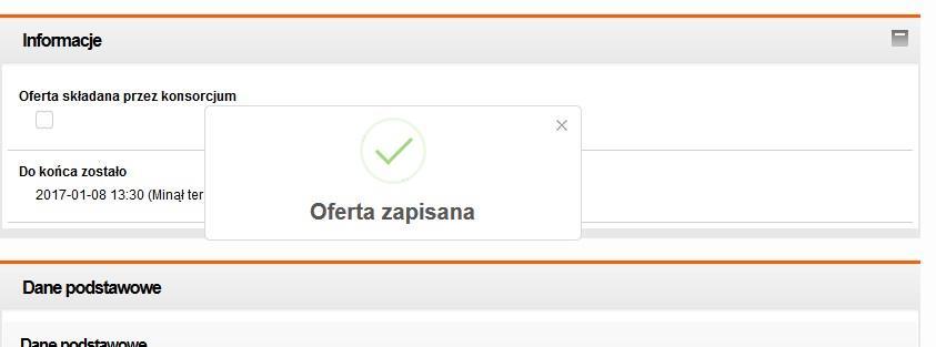 Po wypełnieniu oferty należy kliknąć złóż ofertę, zapisz i powrót lub zapisz. Możliwość zapisu oferty przed jej złożeniem wykorzystuje się np.