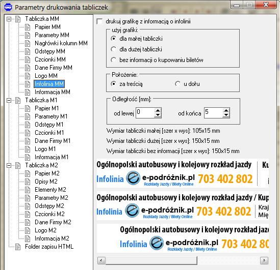 Str.22/55 Rys. 27 Fragment tabliczki przystankowej z logo firmy Informica. Logo drukuje się na tabliczce po zaznaczeniu pola wyboru.