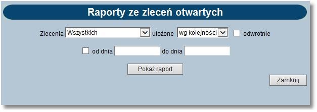 Rozdział 11 Zlecenia otwarte Raport przygotowany wg powyższych