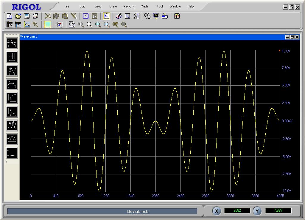 Rys. 3. Okno programu UltraWave Rys. 4. Przykład modulacji amplitudy Rys. 5. Przykład nietypowego przebiegu arbitralnego generatora Rys. 6. Okno przesyłu danych do 4.2.