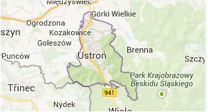 Rysunek 1 Ustroń na mapie województwa Śląskiego Źródło: http://pl.wikipedia.