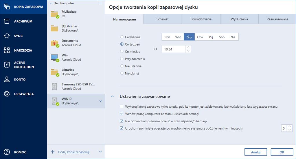 Tryb tworzenia obrazu... 70 Ochrona kopii zapasowej... 70 Polecenia przed/po tworzeniu kopii zapasowej... 71 Dzielenie kopii zapasowej... 72 Opcja sprawdzania poprawności kopii zapasowej.