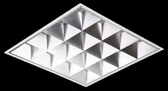 OFFICE PLUS LB LED 625x625 p/t UGR<19 DIRECT REPLACEMENT FOR BEZPOŚREDNI ZAMIENNIK DLA DIREKT AUSTAUSCH FÜR 4x14W 4x24W CCT K LxWxH Louver: mat aluminum Raster: aluminiowy matowy Raster: aus