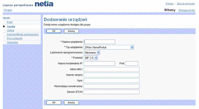 Zakadka Grupa Urzdzenia Dodanie 1) Na stronie menu Grupa - Profil klikn pozycj Urzdzenia. Wywietli si strona Grupa Urzdzenia. 2) Klikn w przycisk Dodaj. Wywietli si strona Grupa Dodawanie urzdz.