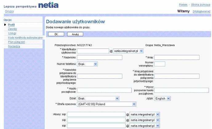 1) Na stronie menu Grupa - Profil klikn pozycj Uytkownicy. Wywietli si strona Grupa - Uytkownicy.