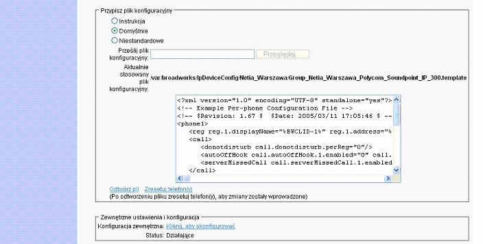 Zakadka Grupa Urzdzenia Modyfikowanie) (sekcja Przypisanie pliku konfiguracyjnego) 1) Na stronie menu Grupa - Profil klikn pozycj Urzdzenia. Wywietli si strona Grupa Urzdzenia.