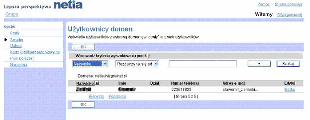 3.4.2 Lista uytkowników przypisanych do domeny Lista uytkowników przypisanych do domeny pojawia si na stronie Grupa Uytkownicy Domeny.
