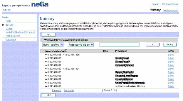 Zakadka Grupa Numery 1) Na stronie menu Grupa - Zasoby klikn pozycj Numery. Wywietli si strona Grupa Numery. Strona Grupa Numer) jest stron listingow wyposaon w mechanizm zaawansowanego wyszukiwania.