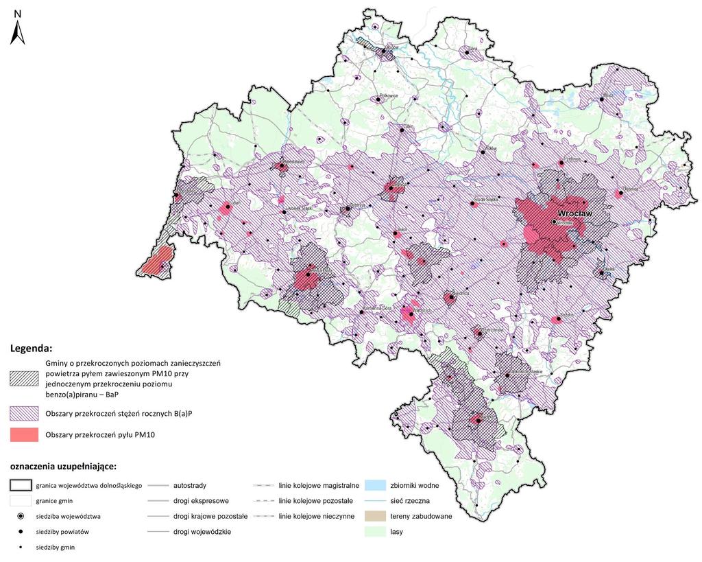 Obszary zanieczyszczeń powietrza na terenie województwa