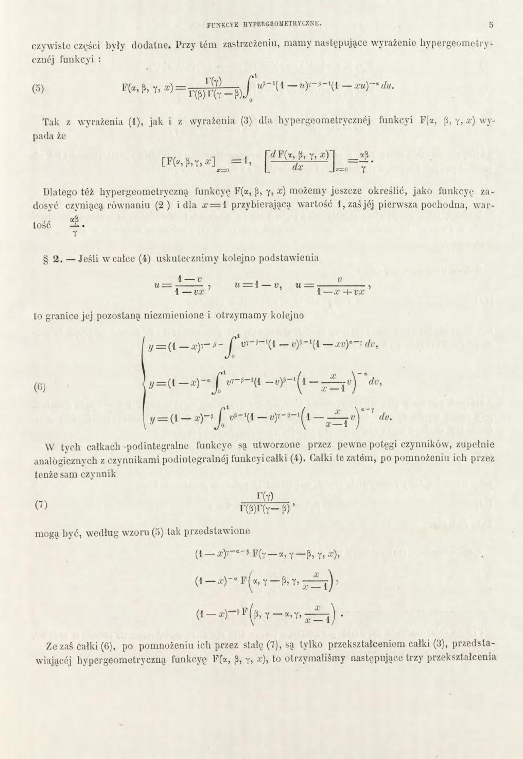 FUMKCYE HYPERGEOMETRYCZNT;. 5 czywistc części były dodatne.
