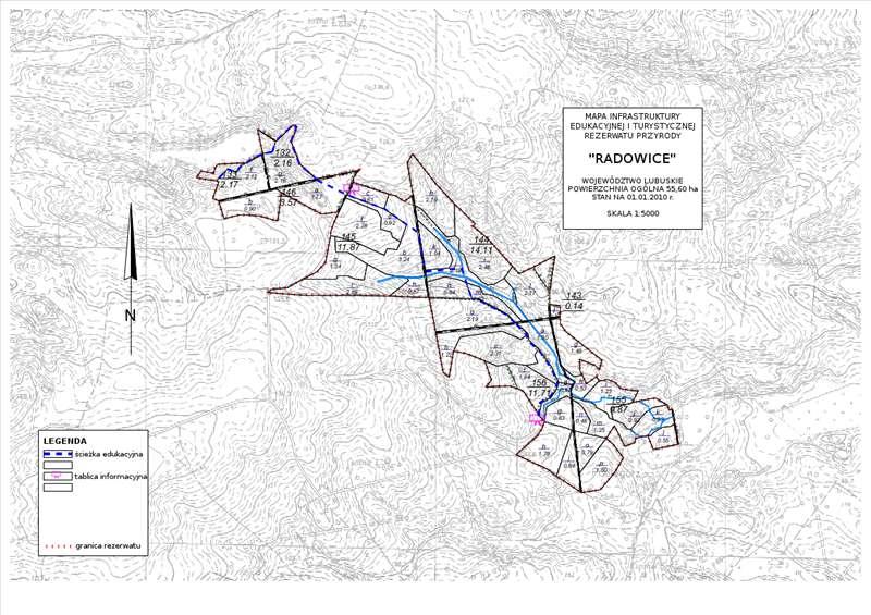 Dziennik Urzędowy Województwa Lubuskiego 6 Poz. 565 Załącznik Nr 4 Mapa gospodarczo przeglądowa infrastruktury turystycznej i walorów kulturowych rezerwatu przyrody Radowice.