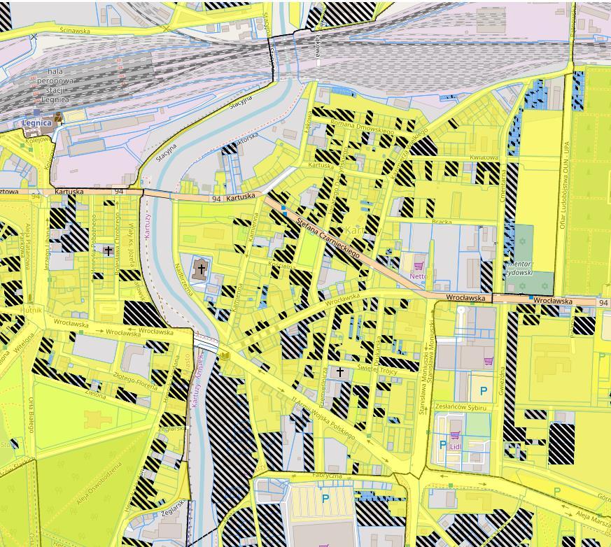 MAPA WŁASNOŚCI Stan własności budynków mieszkalnych na terenie rewitalizowanym: 21 bud. - właściciele prywatni 186 bud.