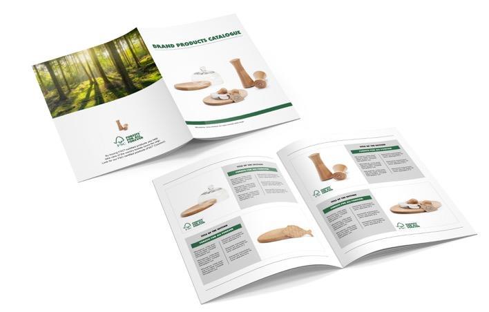 3 PRZYKŁADY UŻYCIA PRZYKŁAD 5: Użycie znaków Forests For All Forever w katalogu Znaki są używane przez posiadacza certyfikatu do promocji swoich certyfikowanych produktów w katalogu.