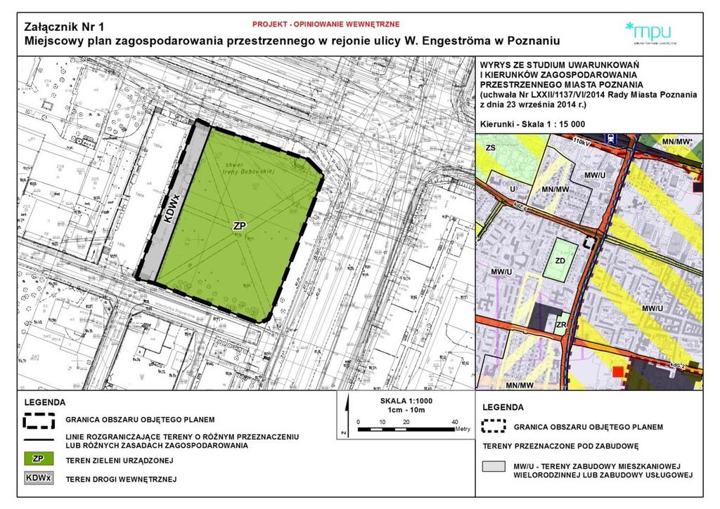 Projekt planu W zakresie parametrów i wskaźników kształtowania zabudowy oraz zagospodarowania terenu oznaczonego na rysunku planu symbolem ZP ustala się: 1) lokalizację skweru wraz z posadzką i