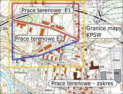 oznaczenie północy (linie siatki) - co pozwala nam na zorientowanie wydruku podczas prac w terenie, obliczoną skalę (podziałkę) - najłatwiej stosować skalę mianowaną (np.