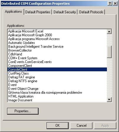 Zdalne uruchamianie obiektów COM Do definiowania konfiguracji podsytemu COM służy program DCOMCnfg.exe.