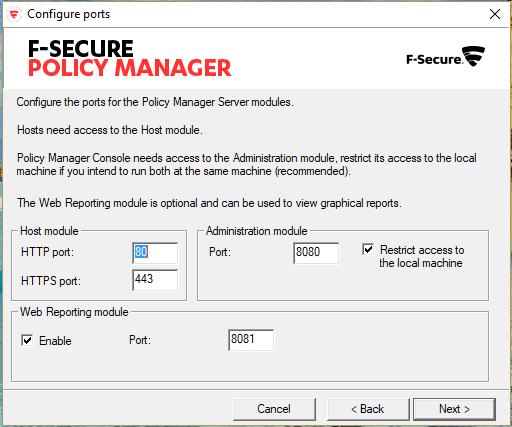 F-Secure Policy Manager Server.