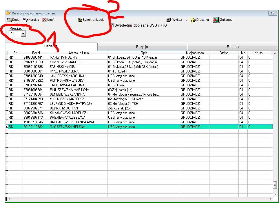 1. Synchronizacja danych Po prawidłowej rejestracji danych w systemie możemy przejśc do synchronizacji danych Na ekranie wybieramy miesiąc i wykonujemy synchronizacje, dane z systemu zostaną zapisane