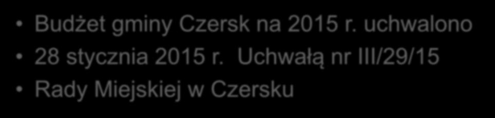 Budżet gminy Czersk na 2015 r.